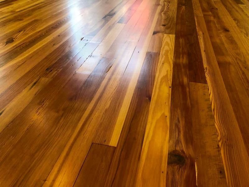 Refinished heart pine floor with rich grain
